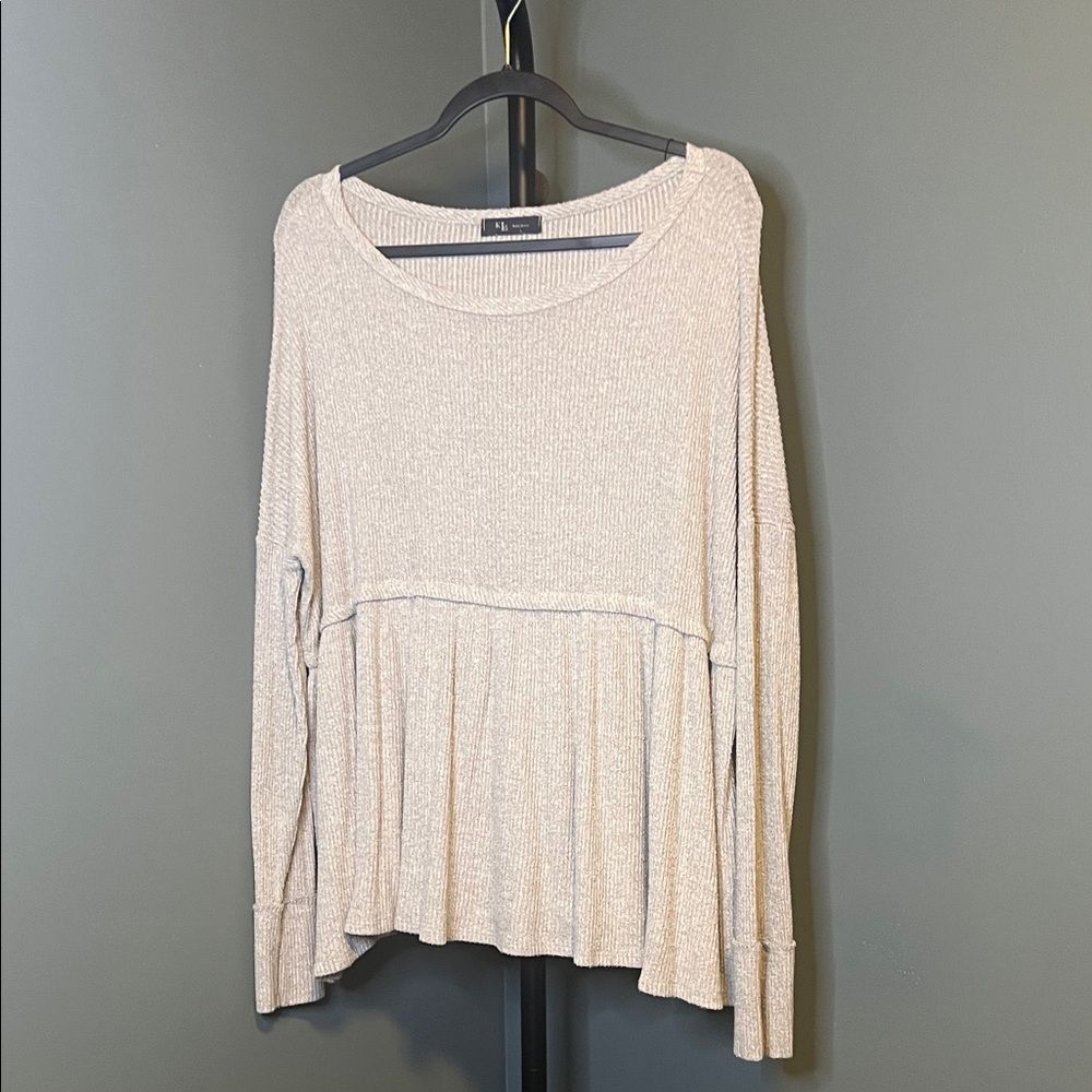 Chic Beige Long Sleeve Top